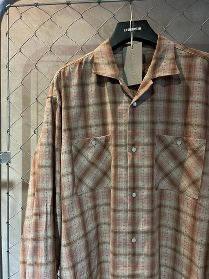 FLOWER DOBBY PLAID LONG SHIRT