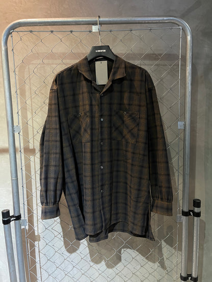 FLOWER DOBBY PLAID LONG SHIRT